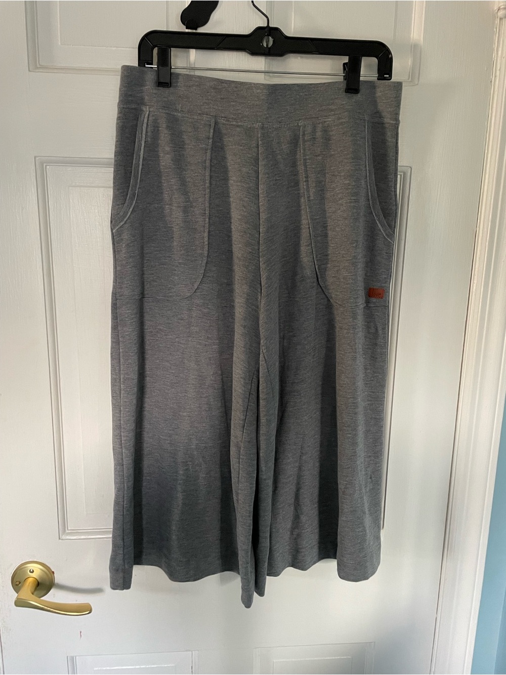 Peace love world Women's Wide-Leg gray cropped comfy pants